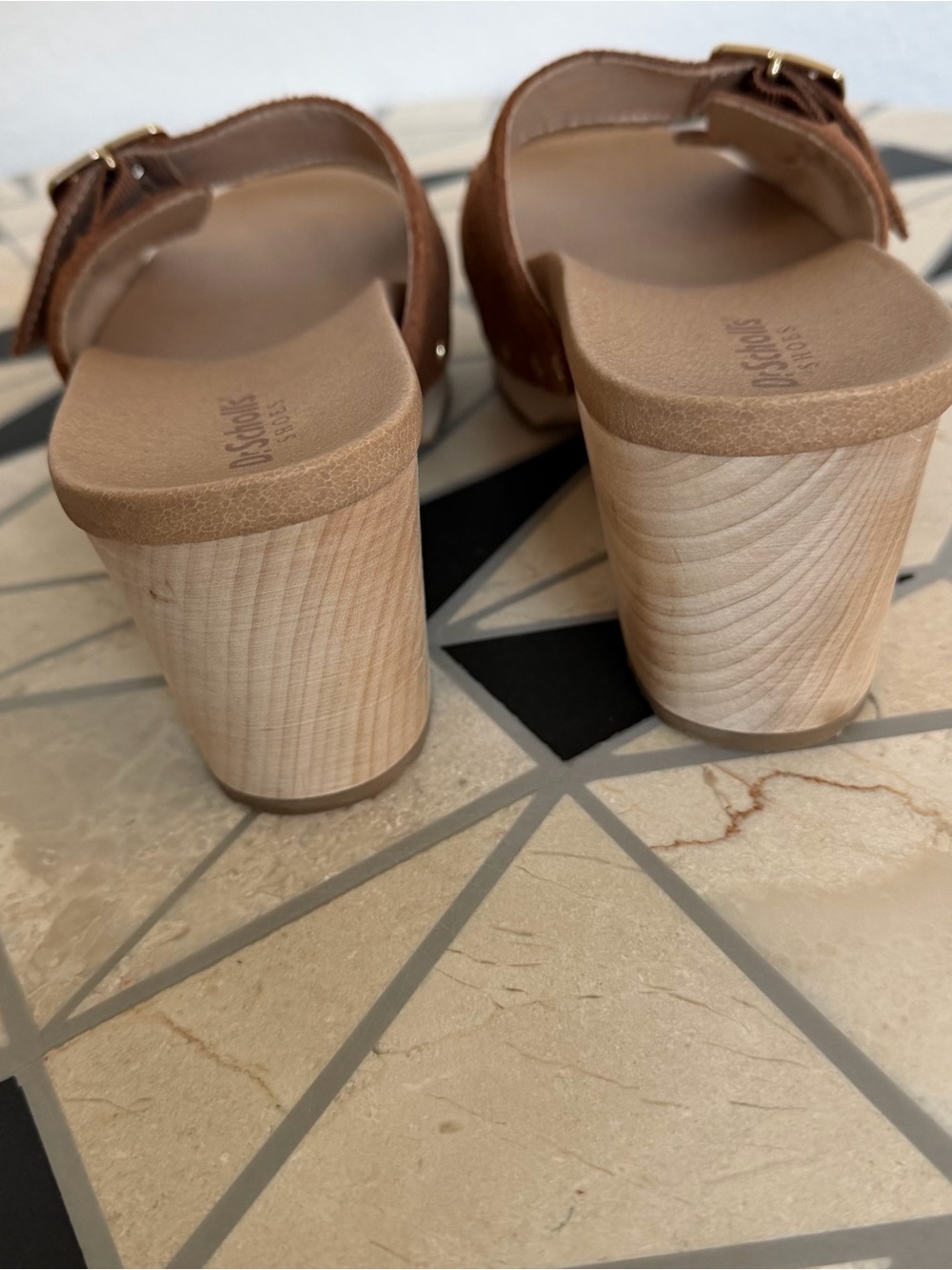 Brown Suede Buckle Platform Sandals - Picture 6 of 7